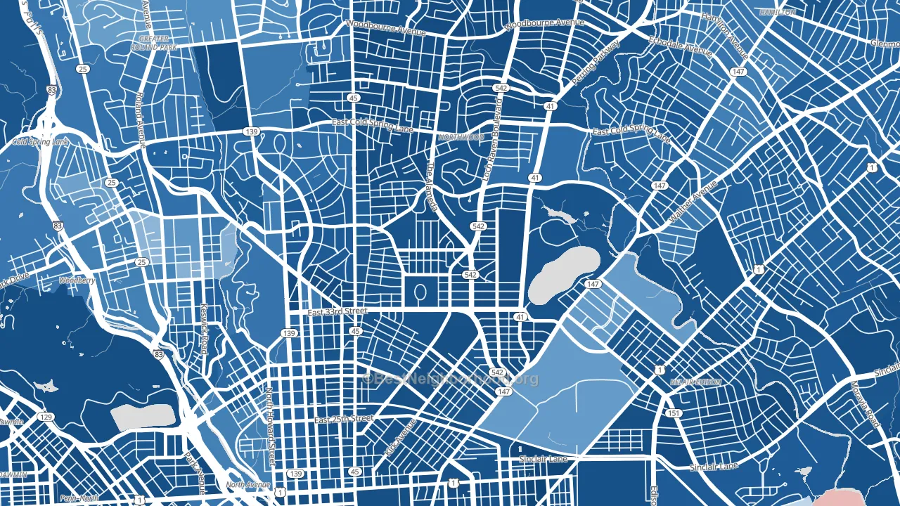 Ednor Gardens-Lakeside, Baltimore, MD block-group political-lean map
