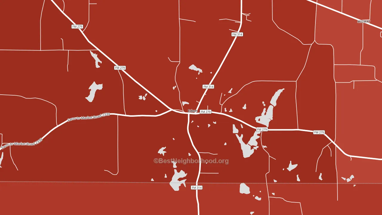 Edom, TX block-group political-lean map