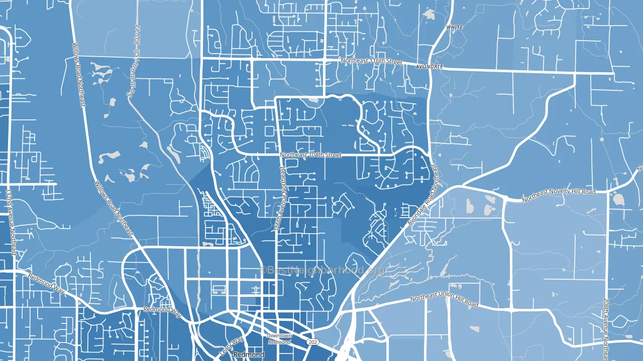 Education Hill, Redmond, WA block-group political-lean map
