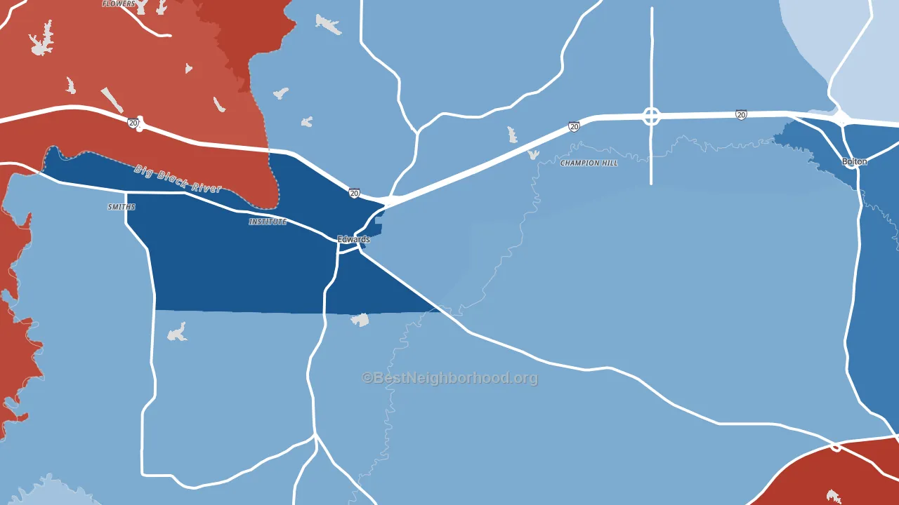 Edwards, MS block-group political-lean map