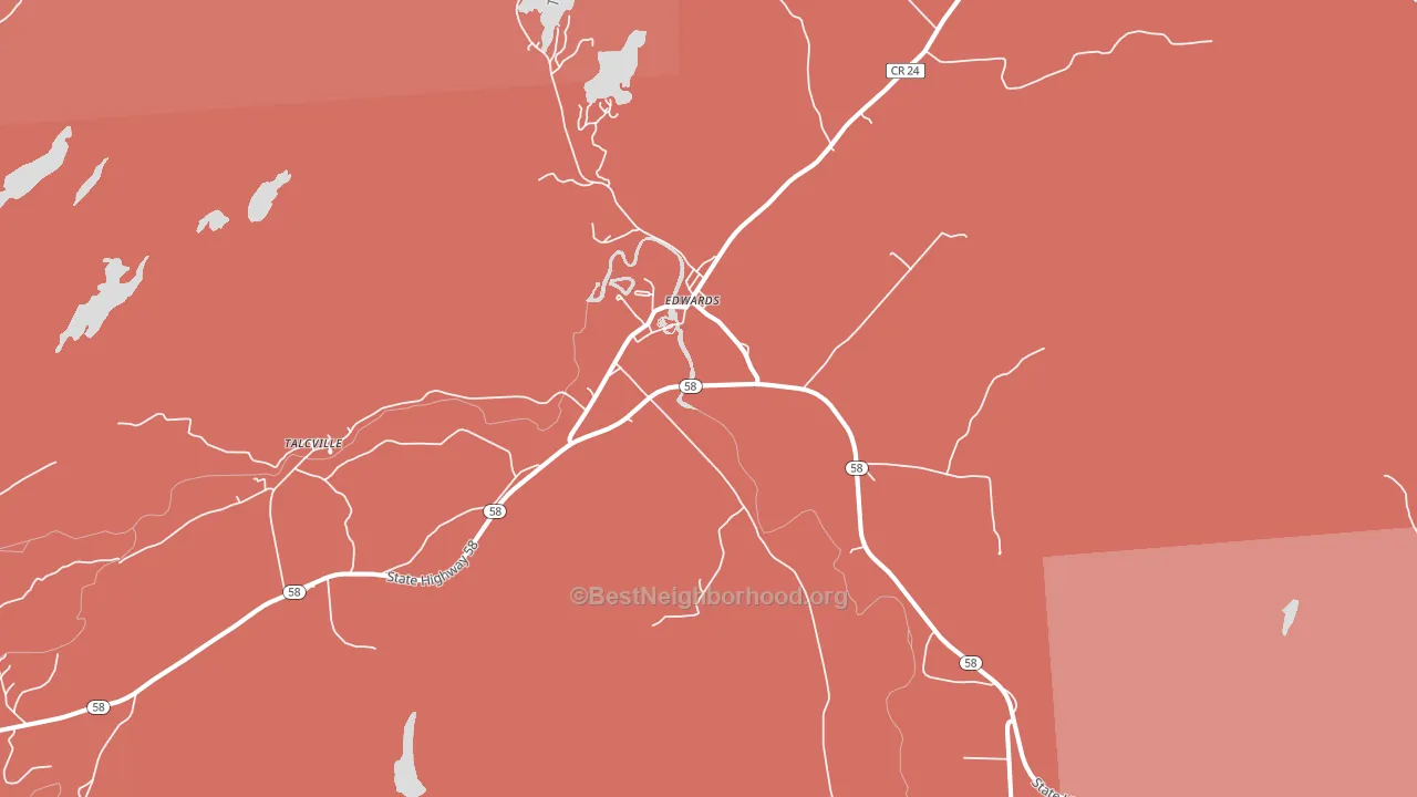 Edwards, NY block-group political-lean map
