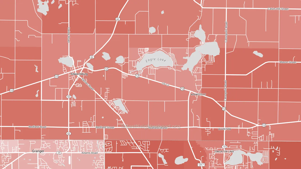 Edwardsburg, MI block-group political-lean map