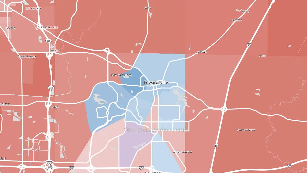 Edwardsville, IL block-group political-lean map