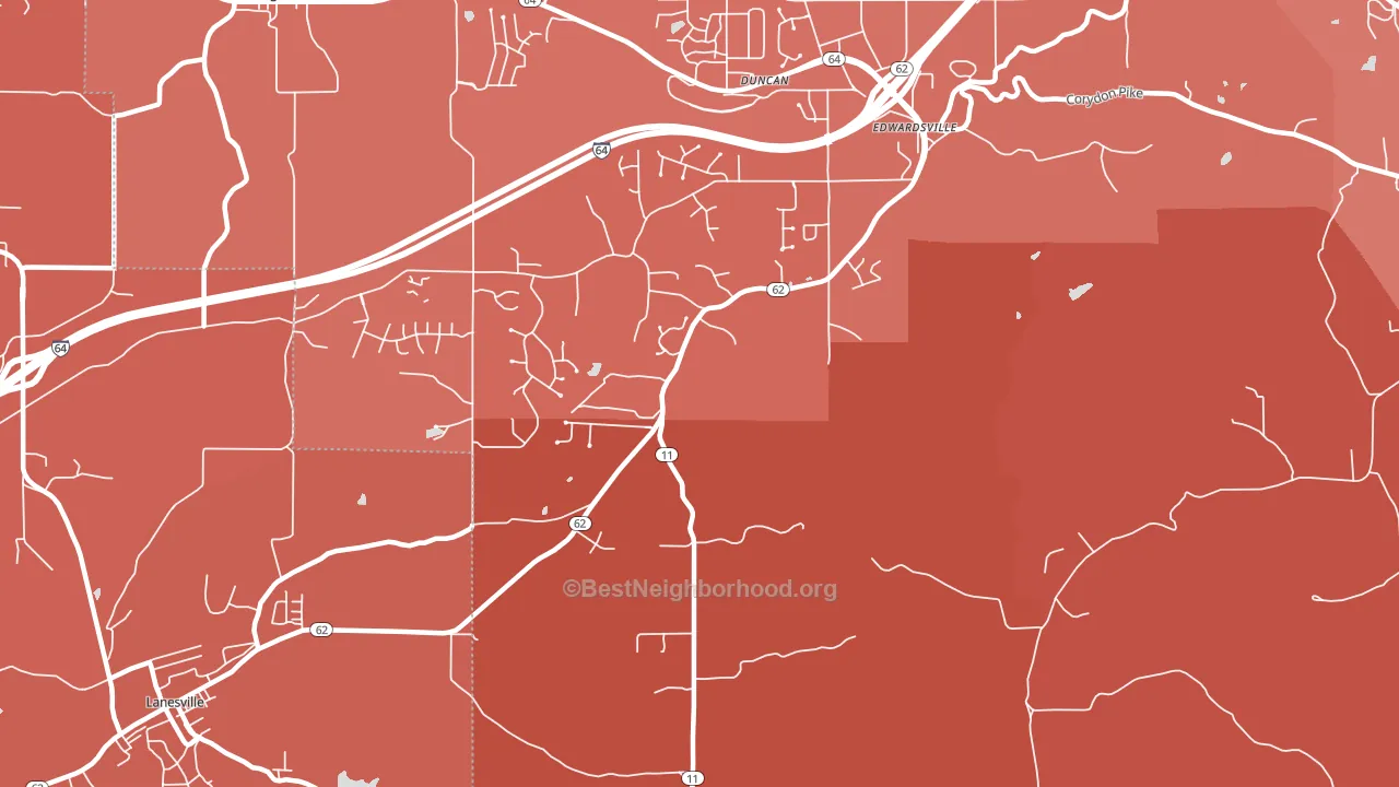 Edwardsville, IN block-group political-lean map