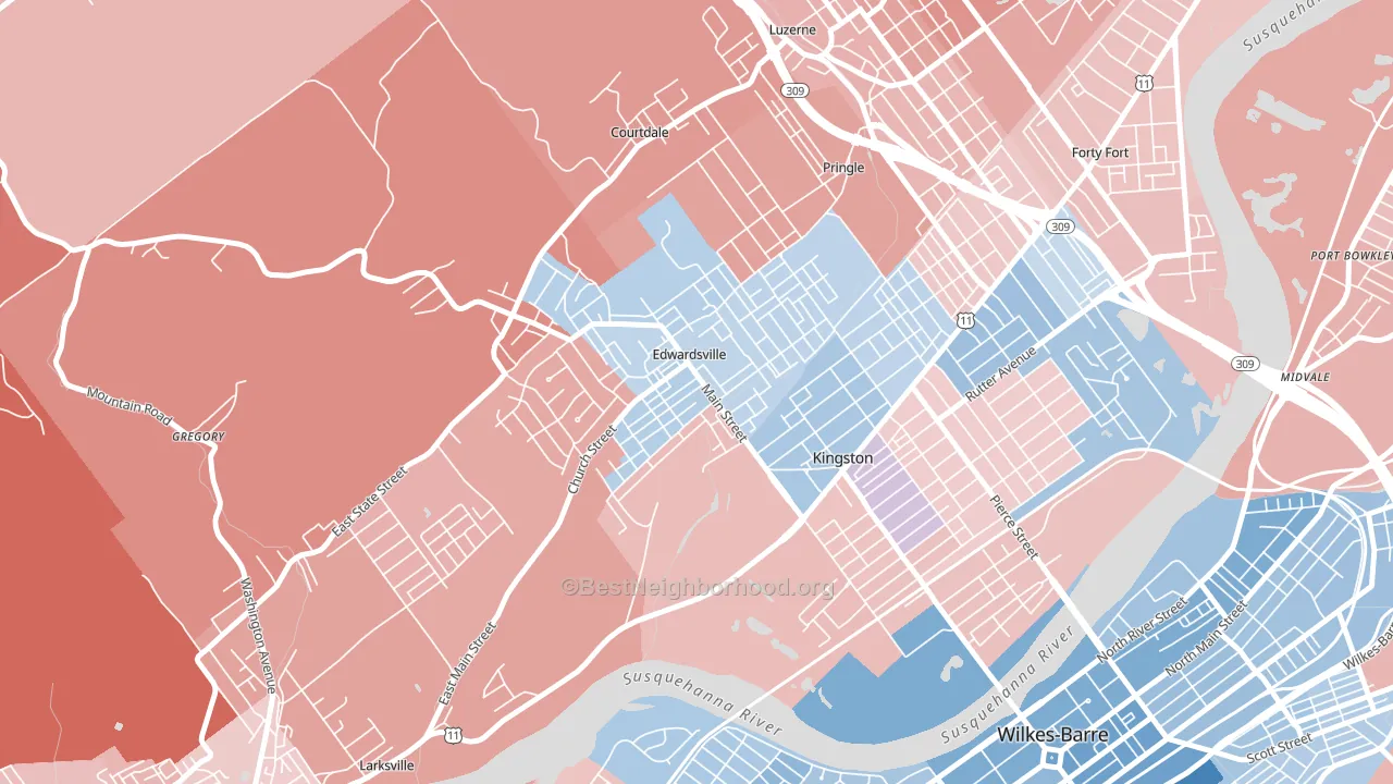 Edwardsville, PA block-group political-lean map