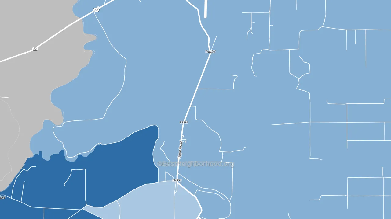 Effie, MS block-group political-lean map