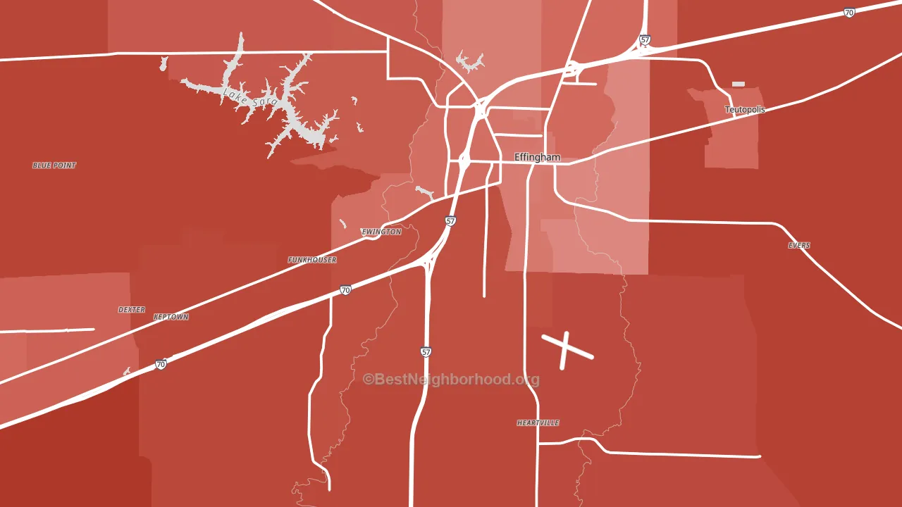 Effingham County, IL block-group political-lean map
