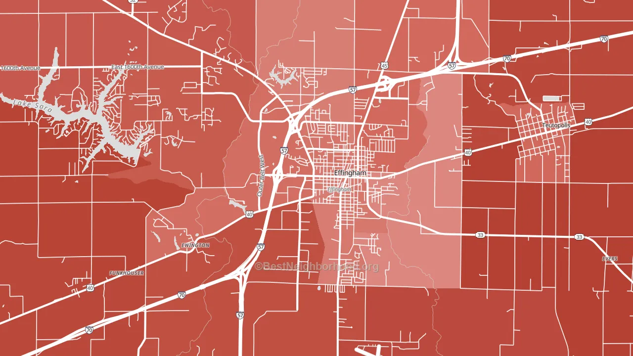 Effingham, IL block-group political-lean map