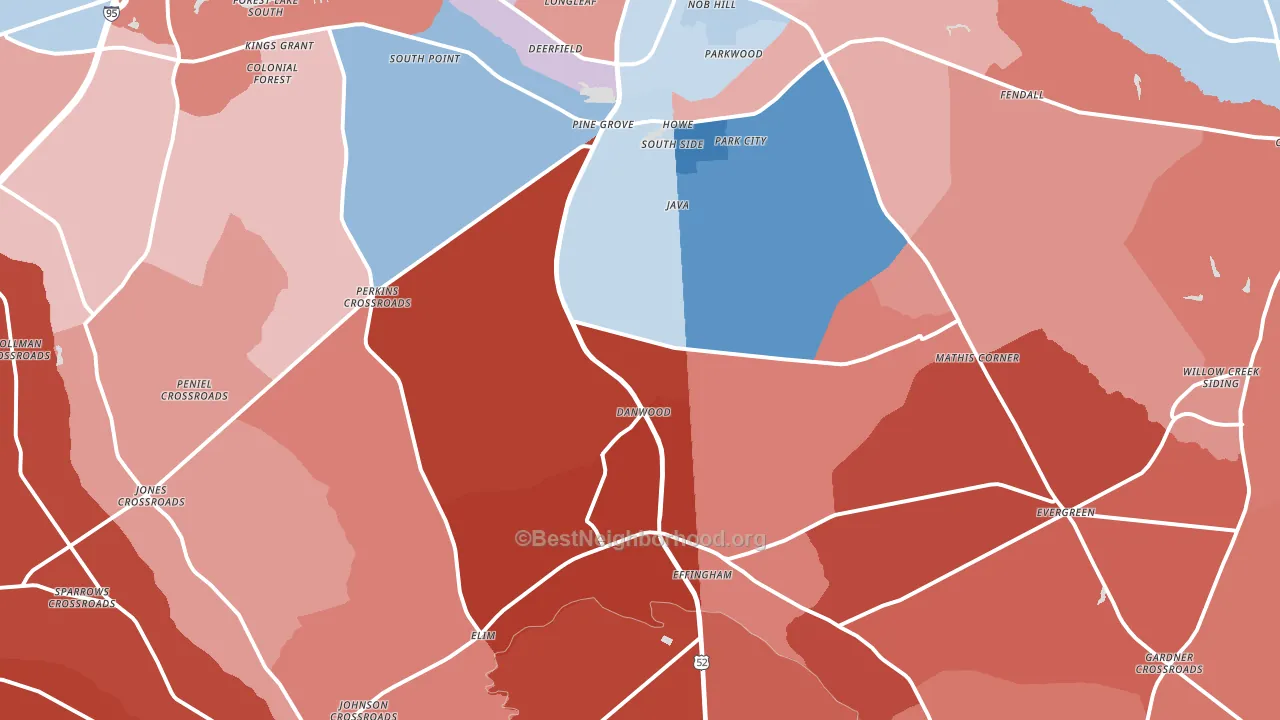 Effingham, SC block-group political-lean map