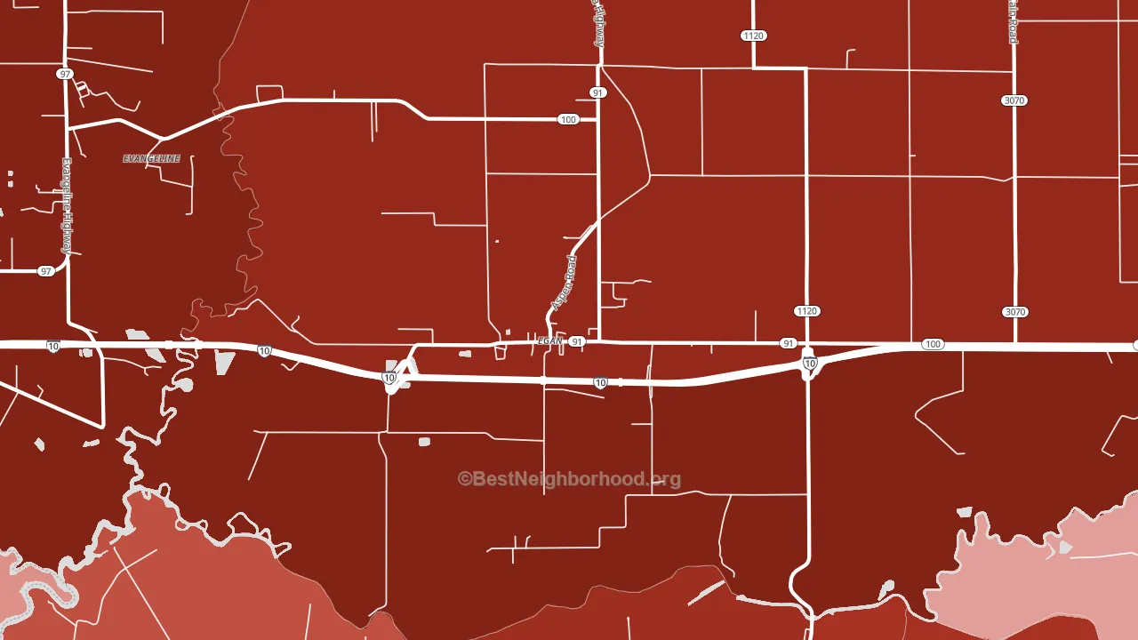 Egan, LA block-group political-lean map