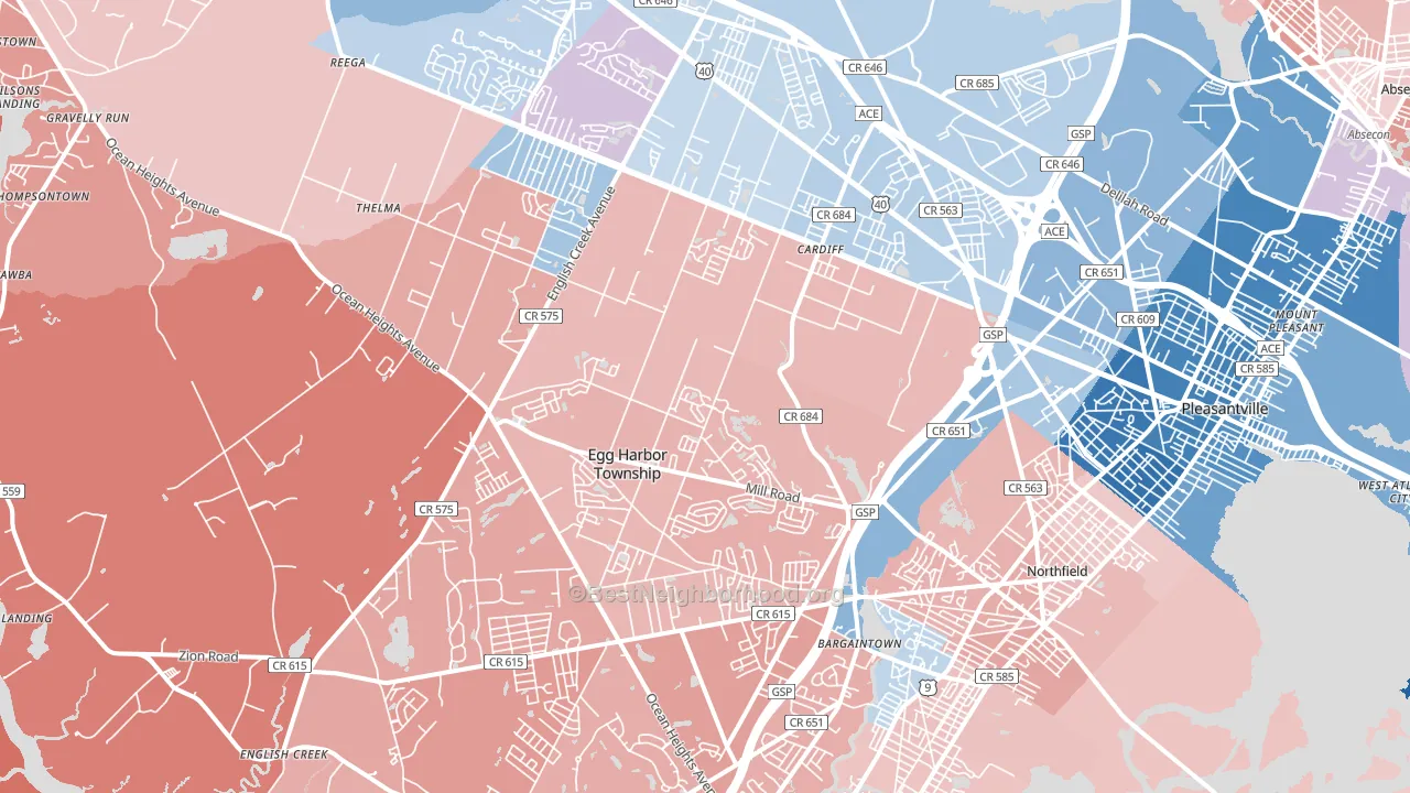 Egg Harbor Township, NJ block-group political-lean map