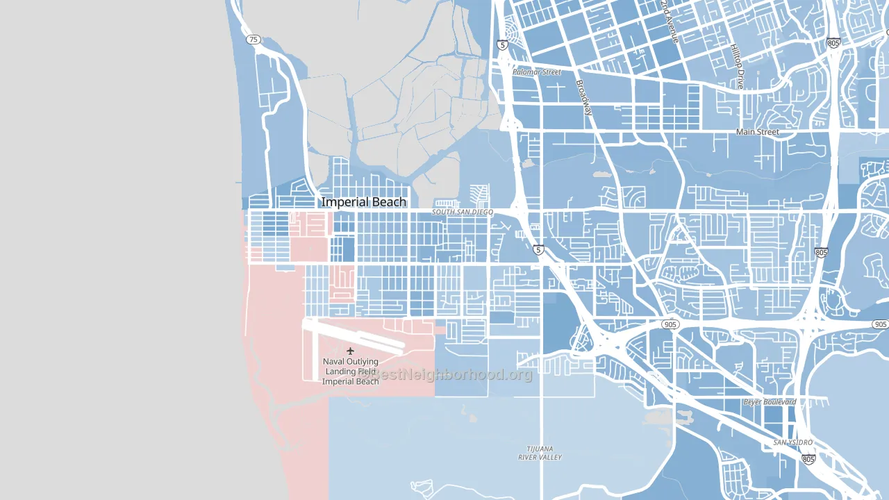 Egger Highlands, San Diego, CA block-group political-lean map