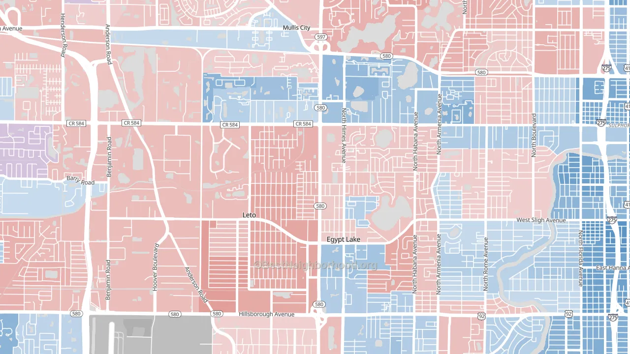 Egypt Lake-Leto, FL block-group political-lean map
