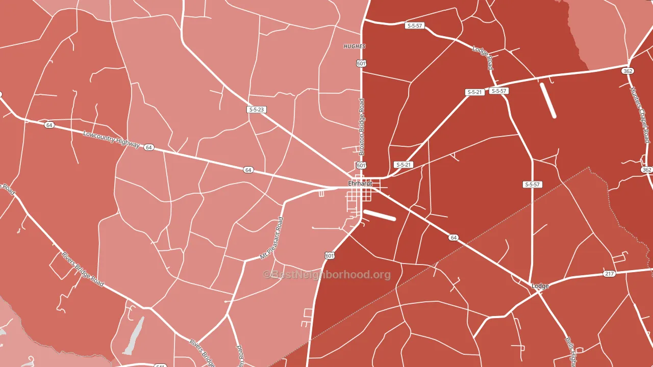 Ehrhardt, SC block-group political-lean map