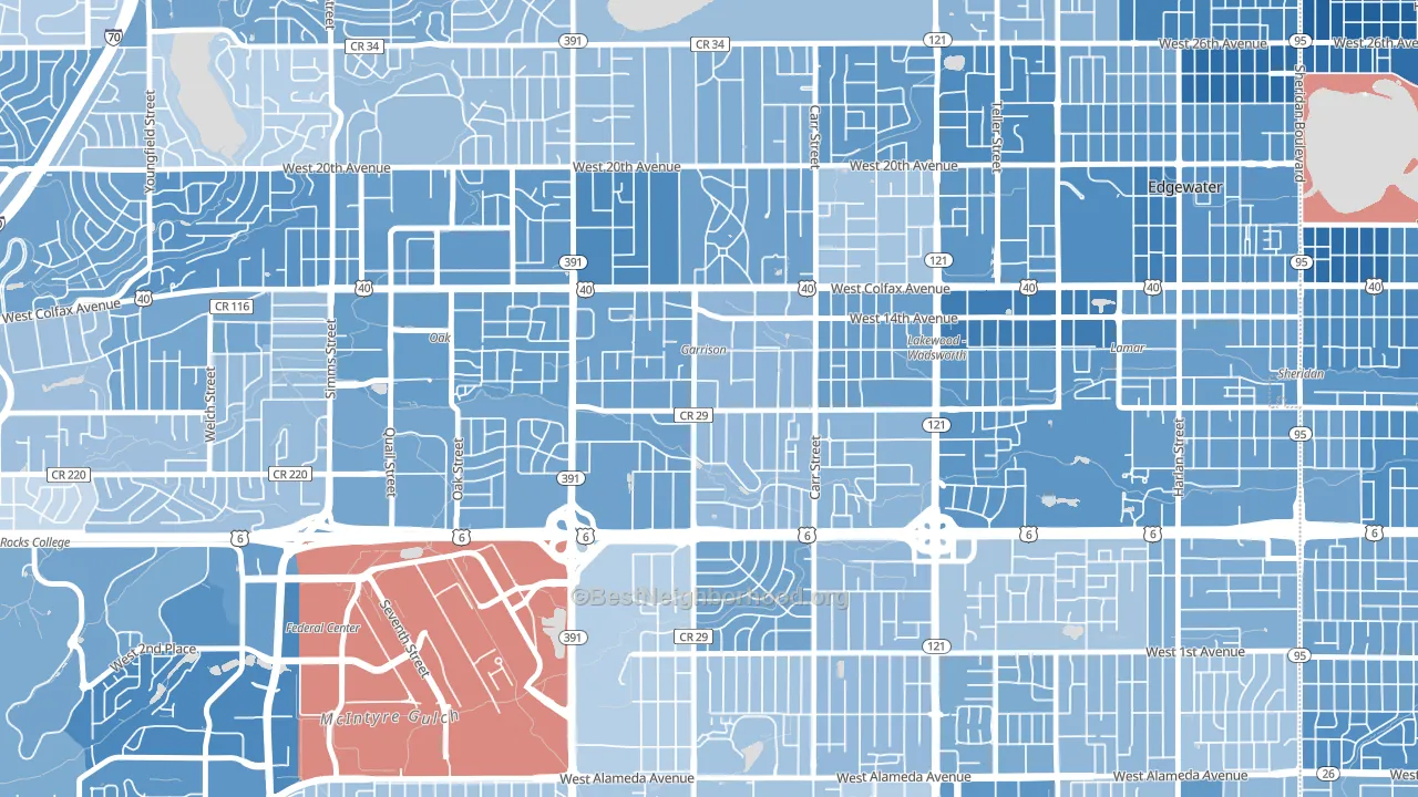Eiber, Lakewood, CO block-group political-lean map