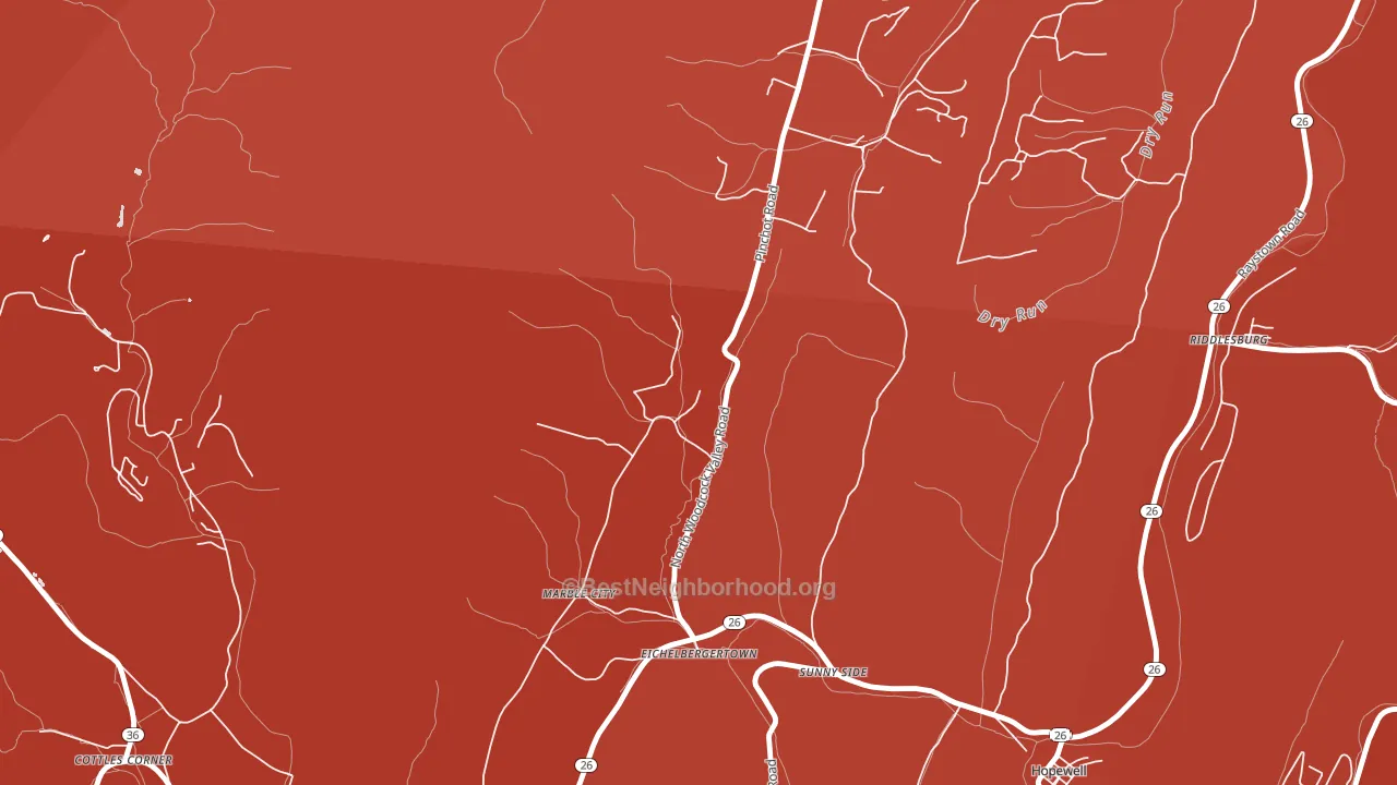 Eichelbergertown, PA block-group political-lean map