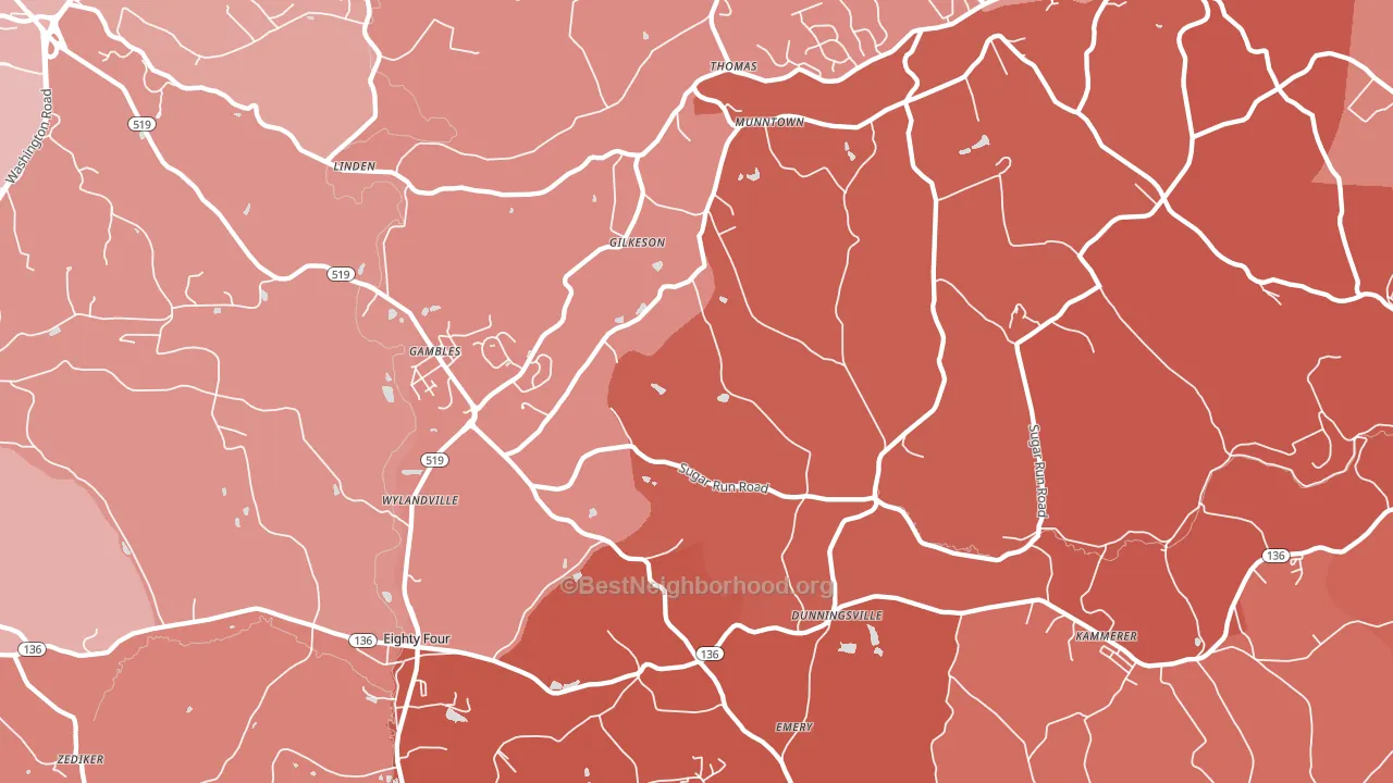 Eighty Four, PA block-group political-lean map