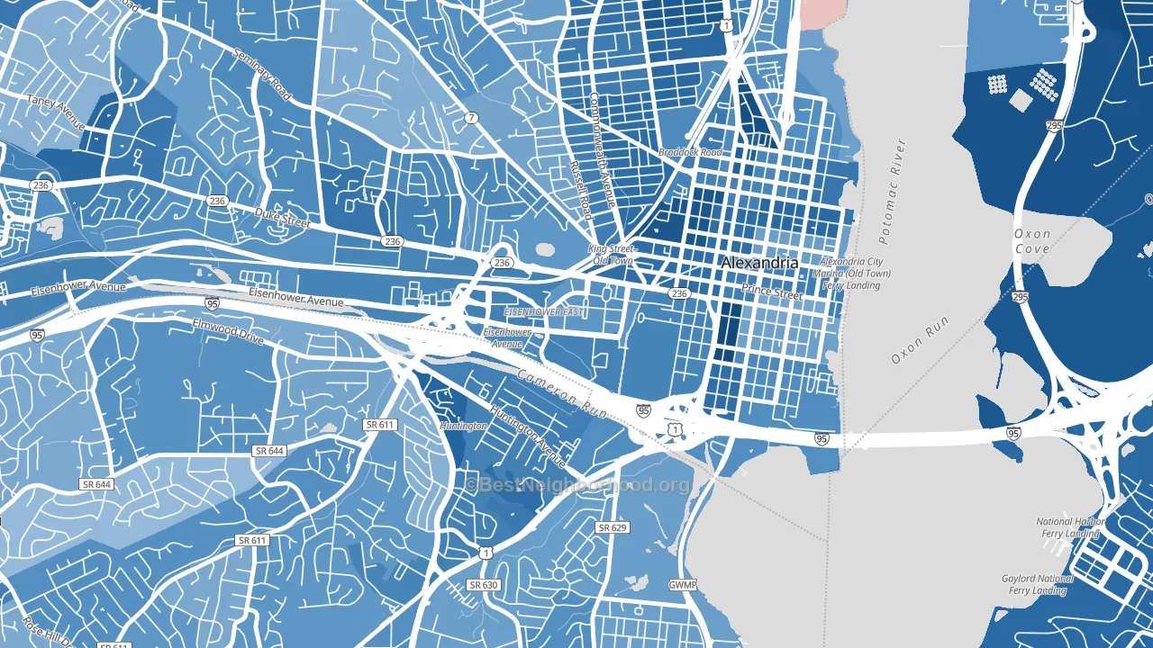 Eisenhower East, Alexandria, VA block-group political-lean map