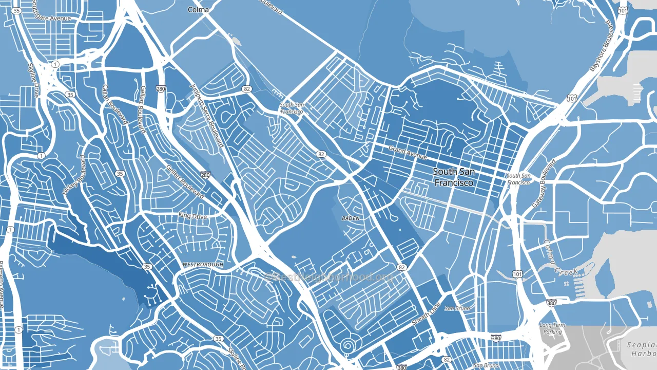 El Camino, South San Francisco, CA block-group political-lean map