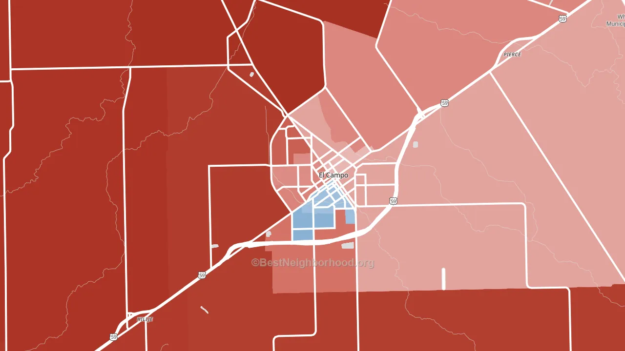 El Campo, TX block-group political-lean map