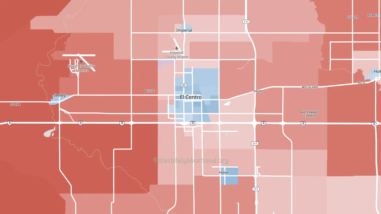 El Centro, CA block-group political-lean map