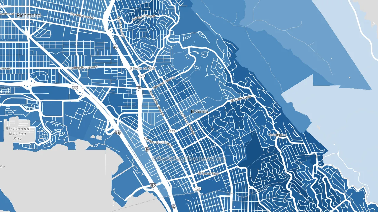 El Cerrito, CA block-group political-lean map