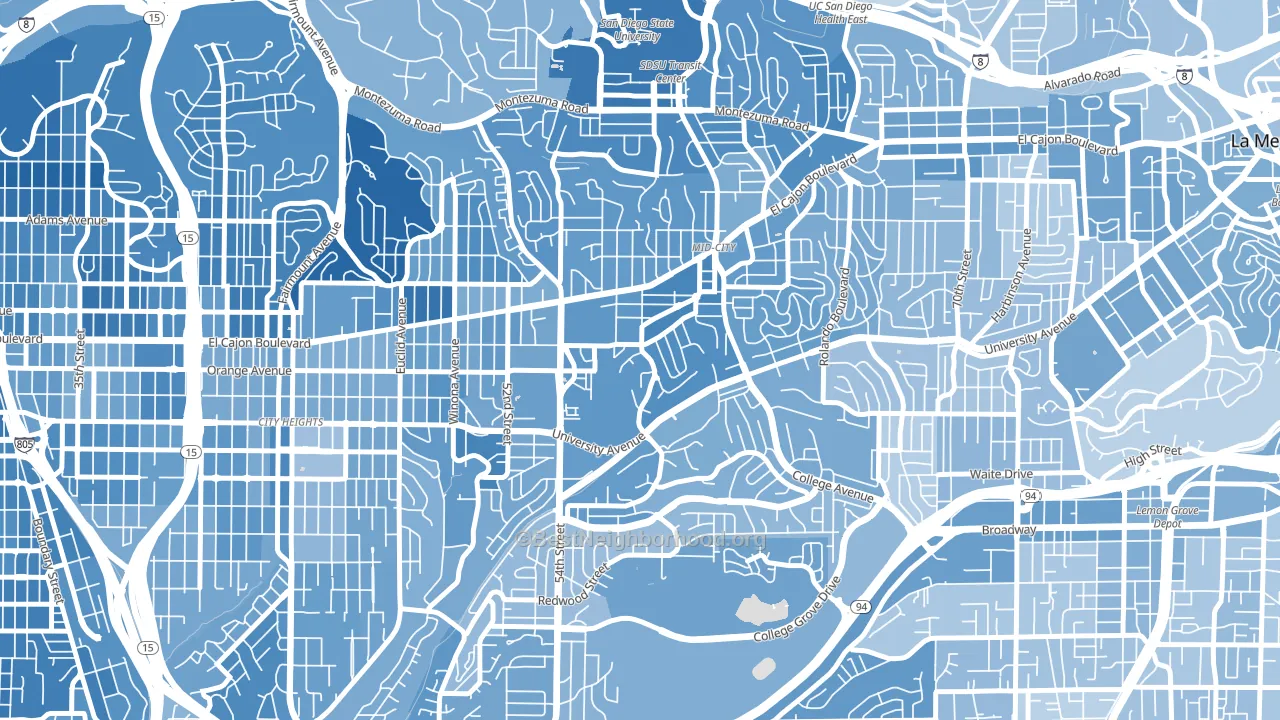 El Cerritos, San Diego, CA block-group political-lean map