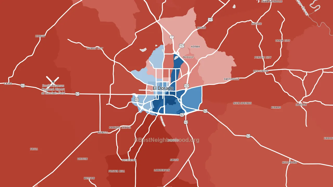 El Dorado, AR block-group political-lean map