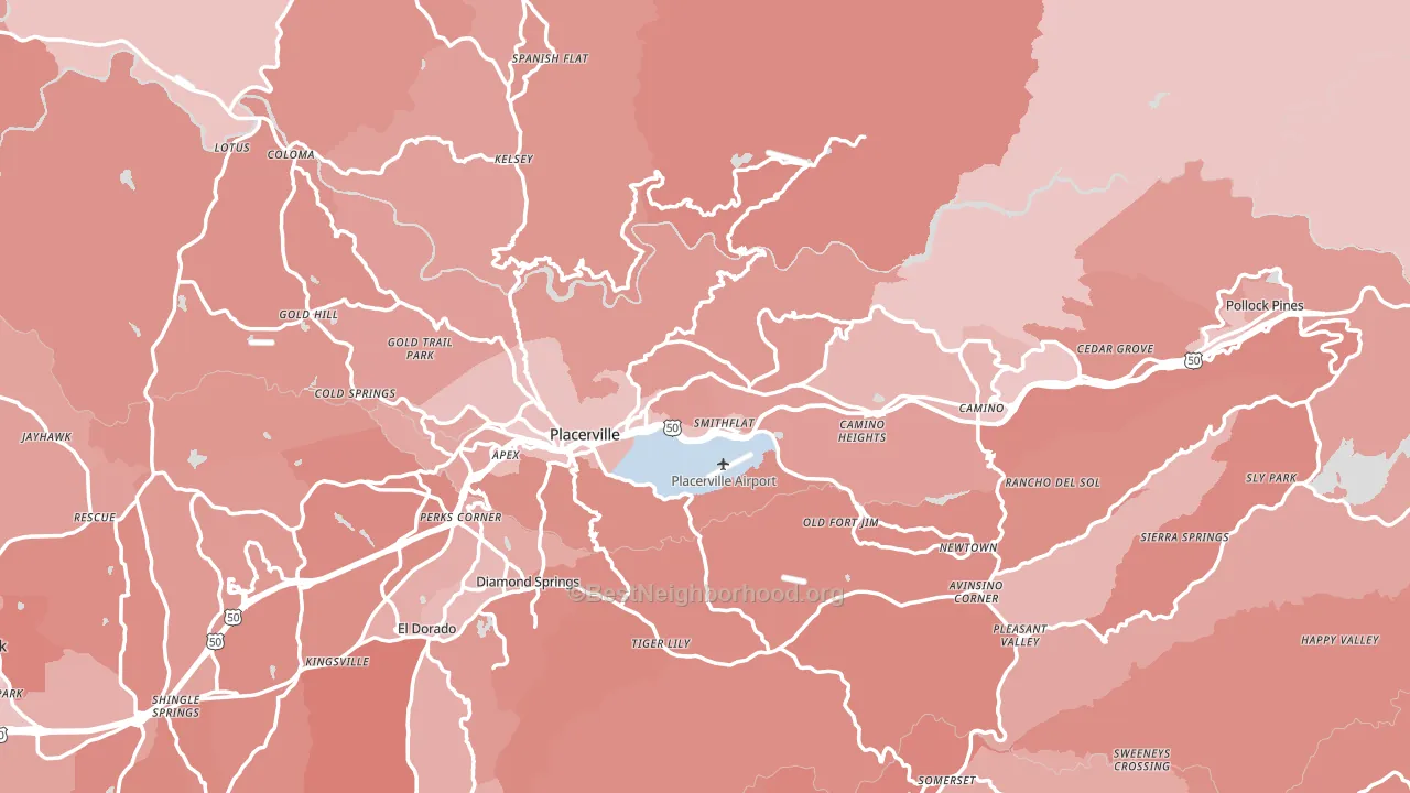 El Dorado County, CA block-group political-lean map