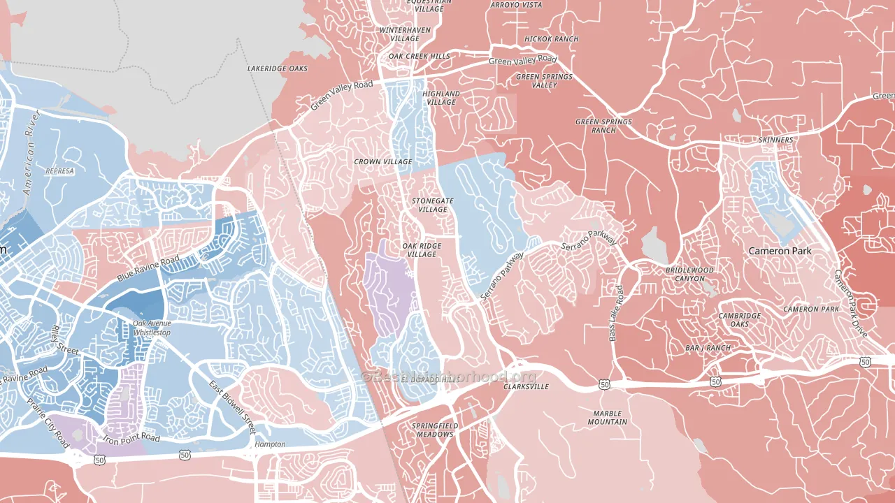 El Dorado Hills, CA block-group political-lean map