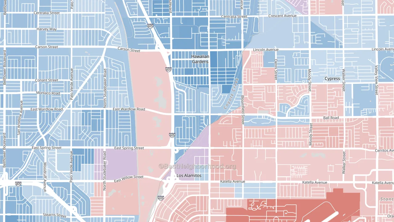 El Dorado Park, Long Beach, CA block-group political-lean map