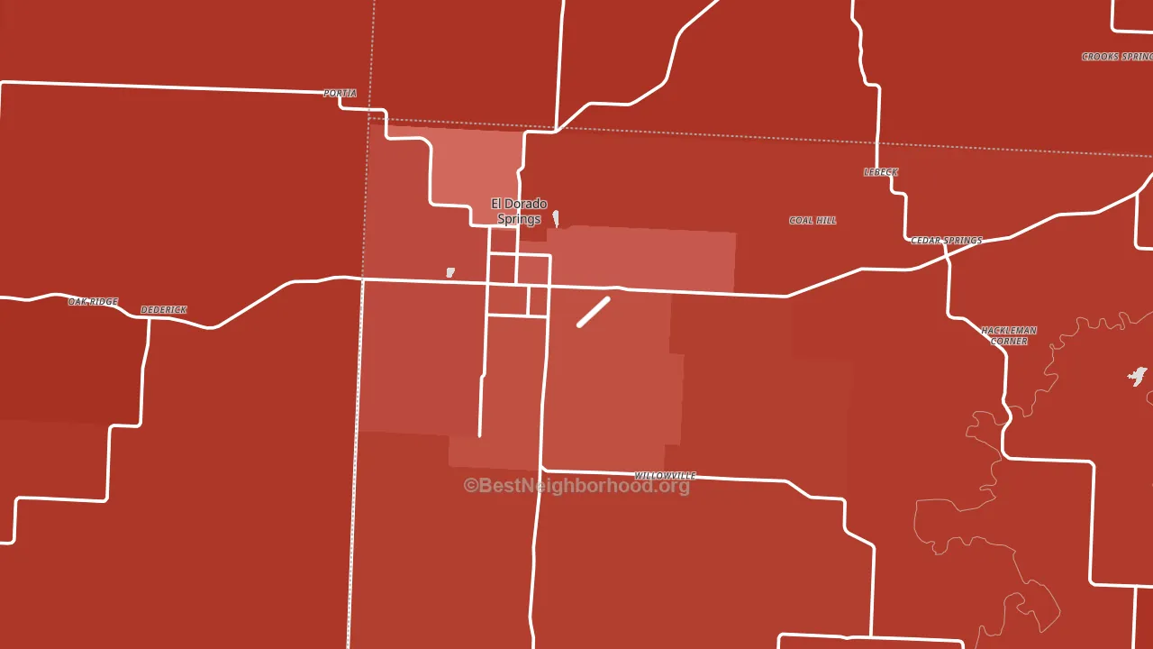 El Dorado Springs, MO block-group political-lean map