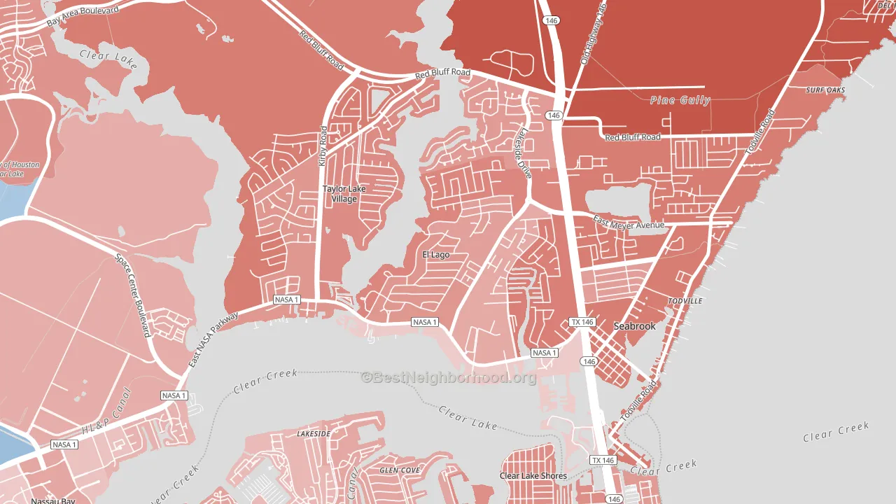 El Lago, TX block-group political-lean map