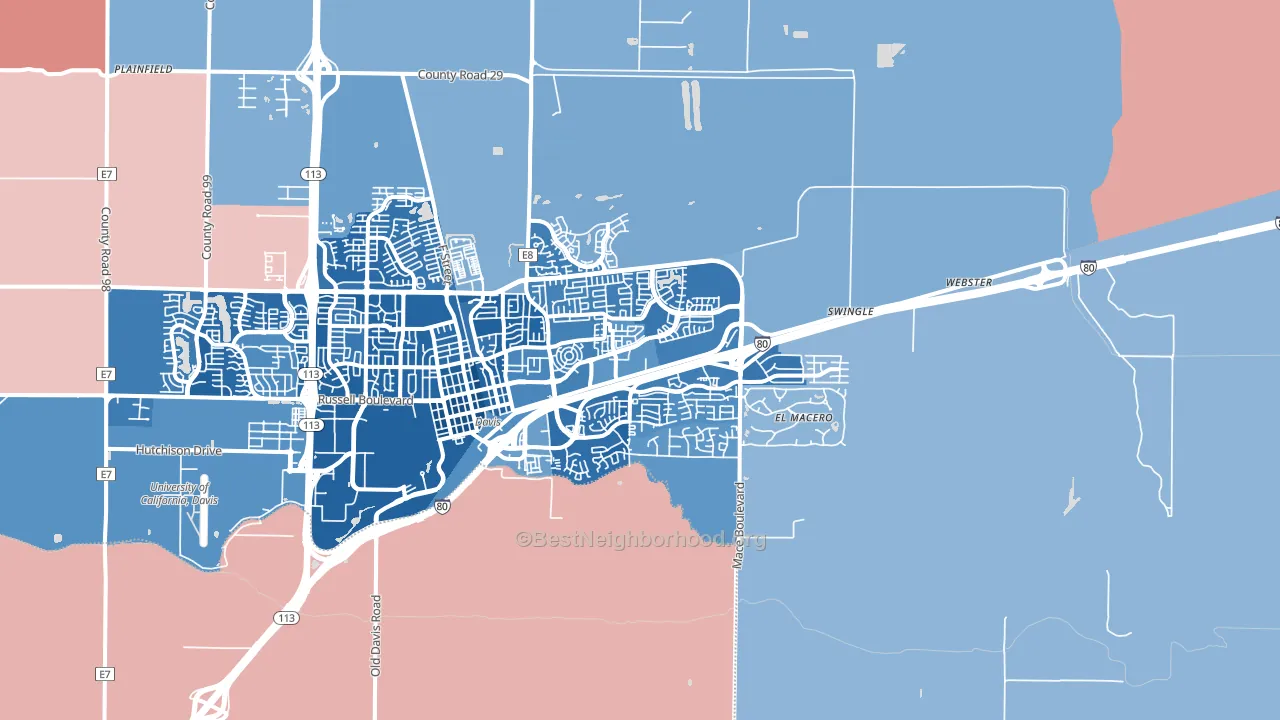 El Macero, CA block-group political-lean map