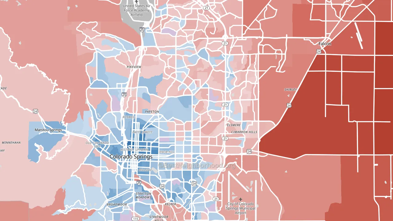 El Paso County, CO block-group political-lean map
