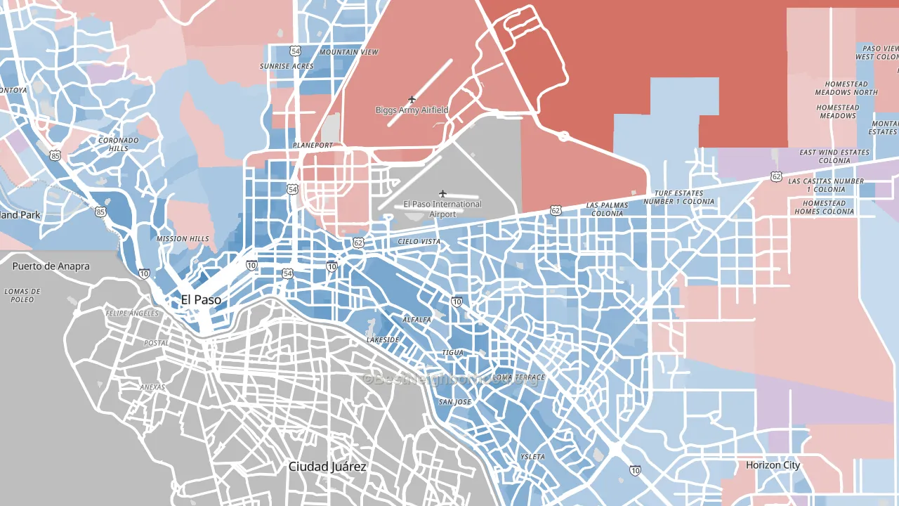 El Paso County, TX block-group political-lean map