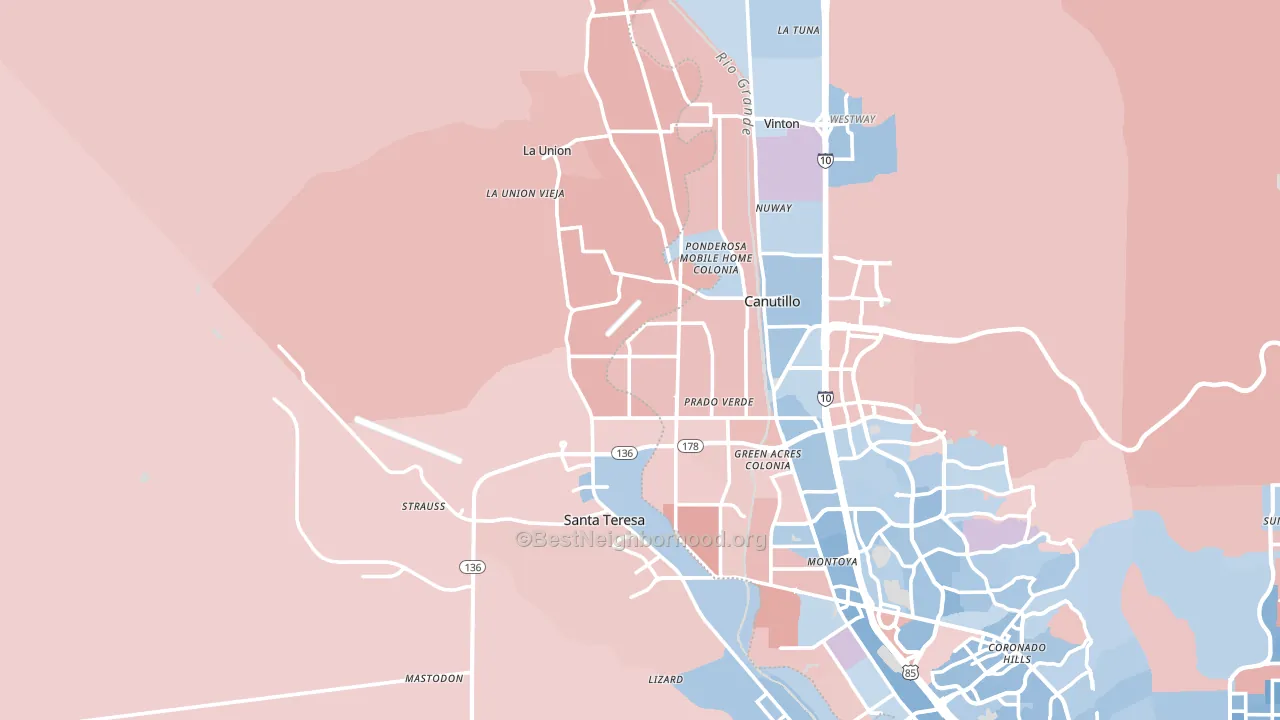 El Paso, NM block-group political-lean map