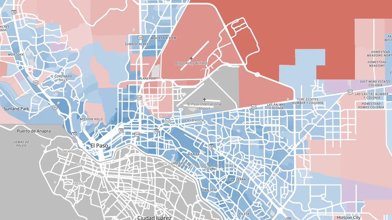 El Paso, TX block-group political-lean map
