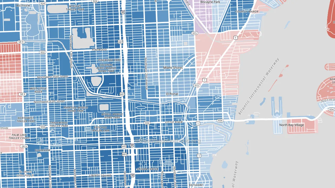 El Portal, FL block-group political-lean map