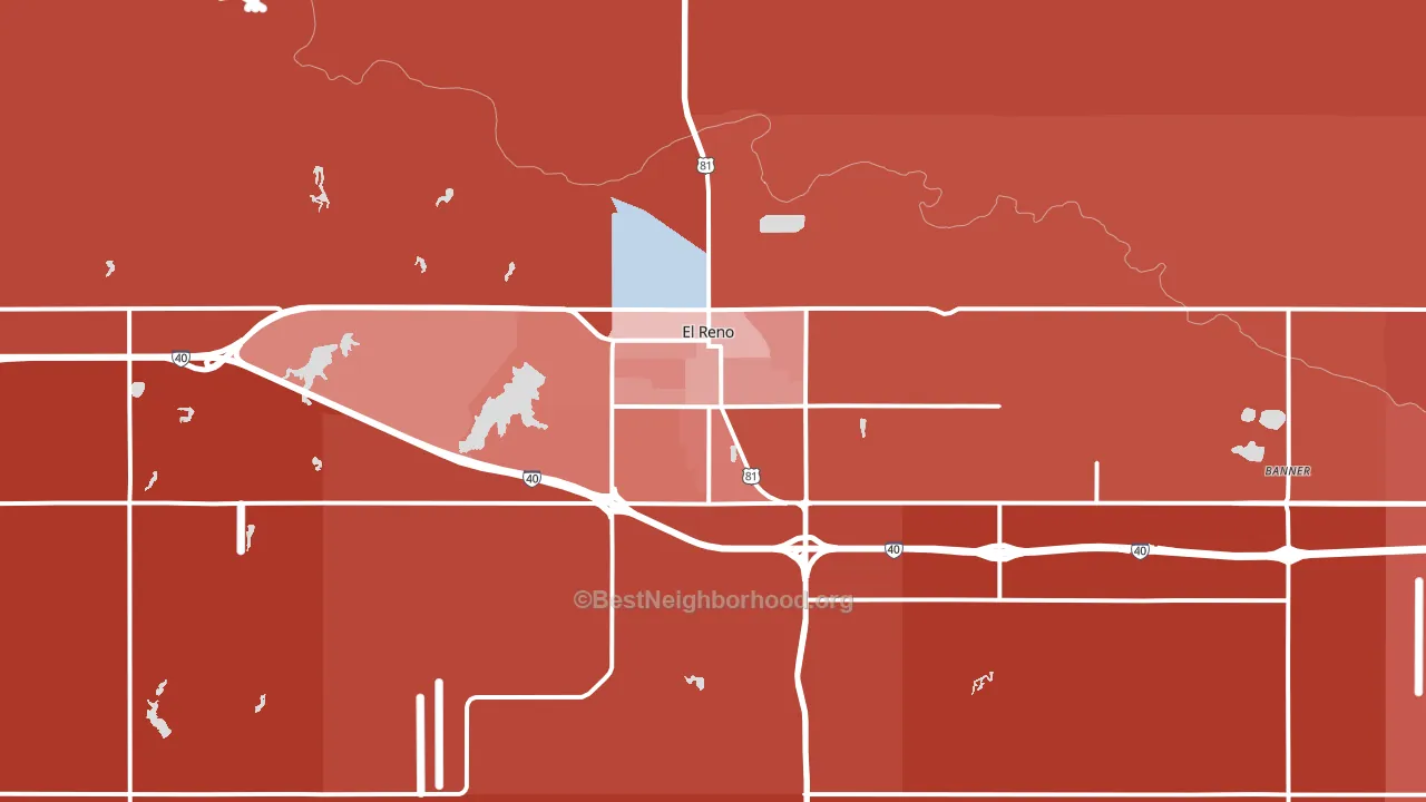El Reno, OK block-group political-lean map