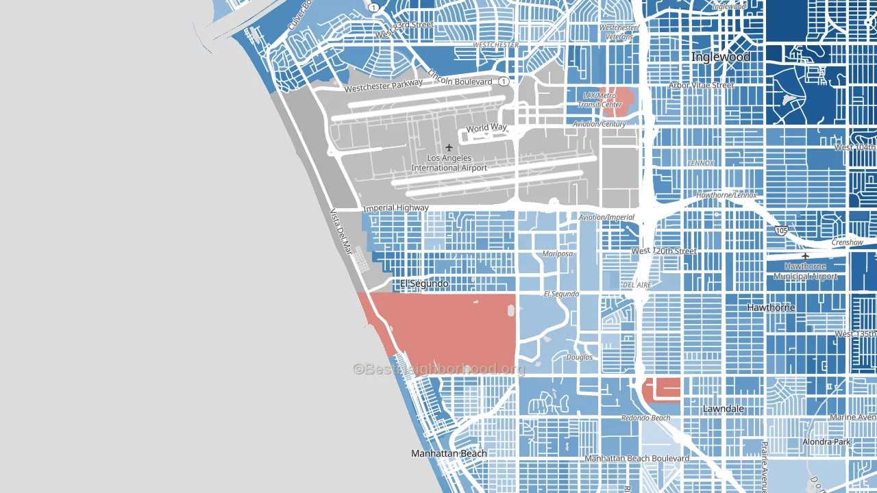 El Segundo, CA block-group political-lean map