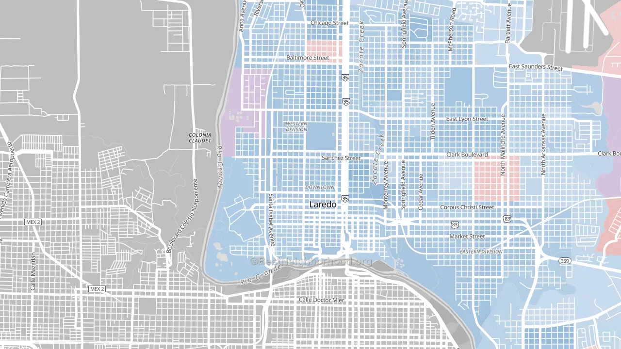 El Trece, Laredo, TX block-group political-lean map