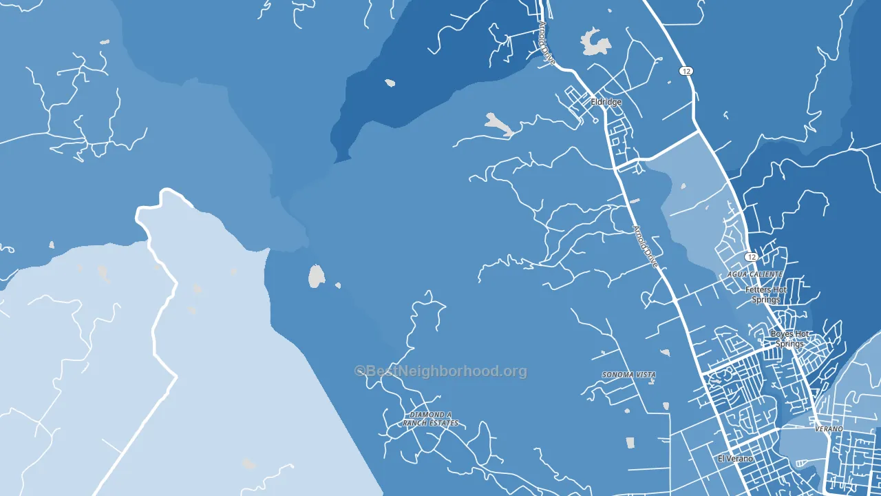 El Verano, CA block-group political-lean map