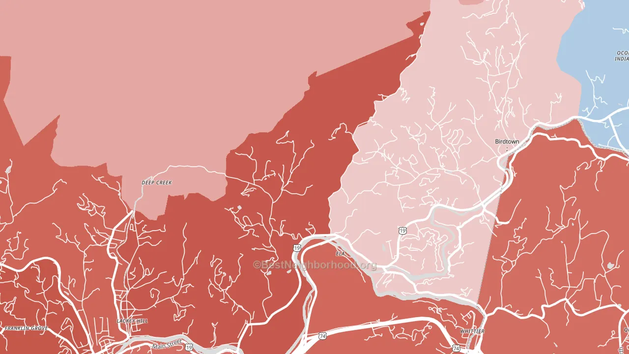 Ela, NC block-group political-lean map