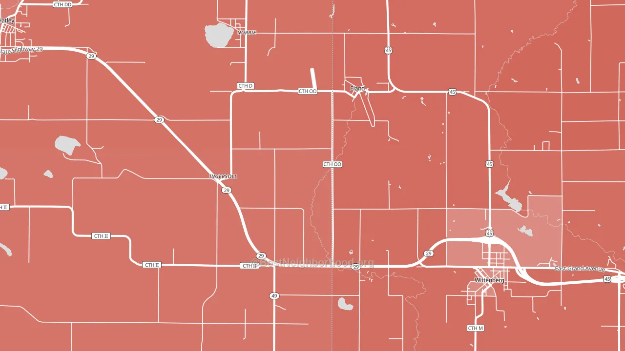 Eland, WI block-group political-lean map