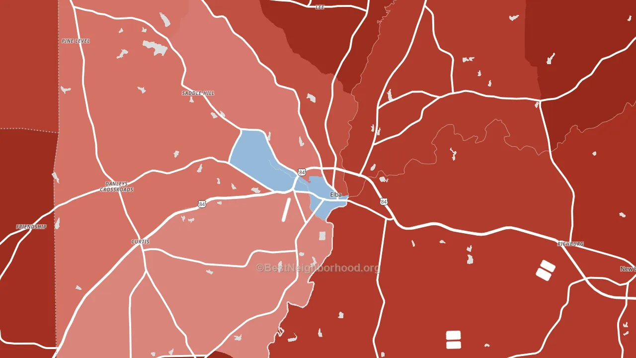 Elba, AL block-group political-lean map