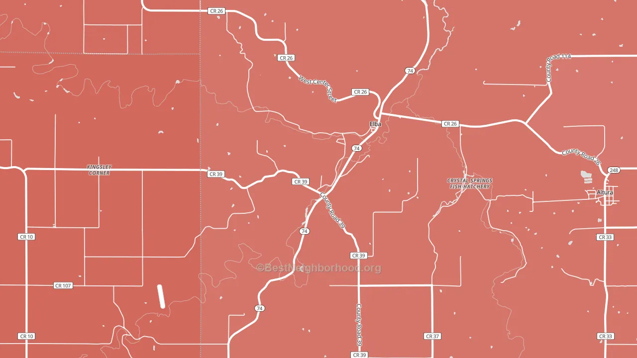 Elba, MN block-group political-lean map