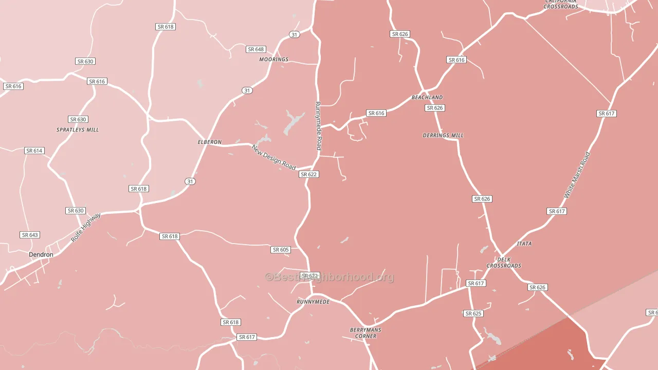 Elberon, VA block-group political-lean map