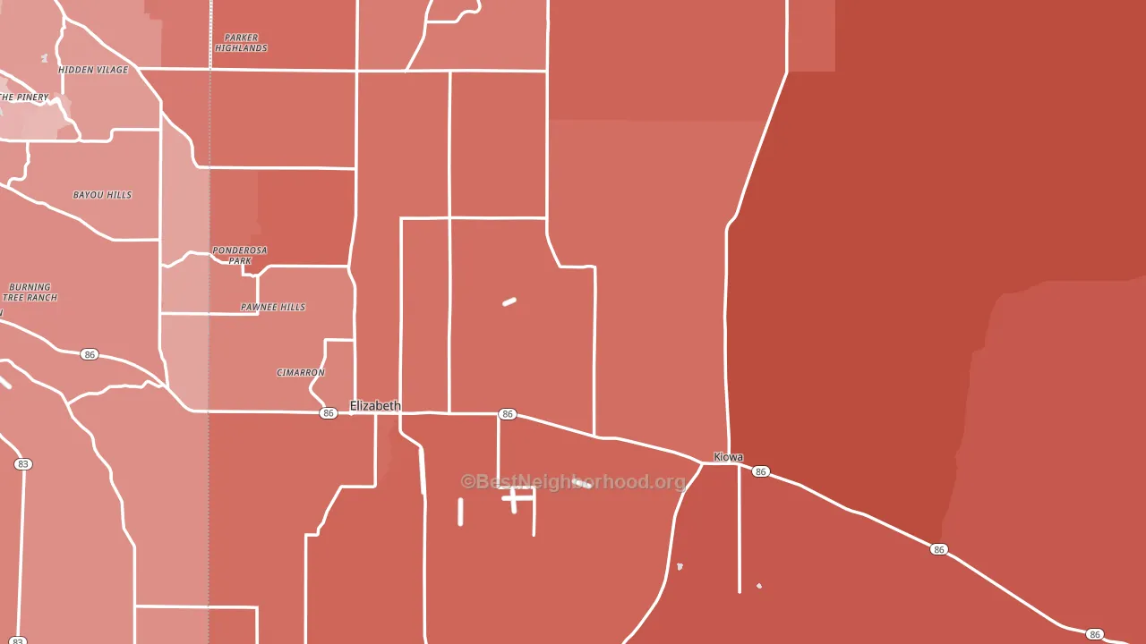 Elbert County, CO block-group political-lean map