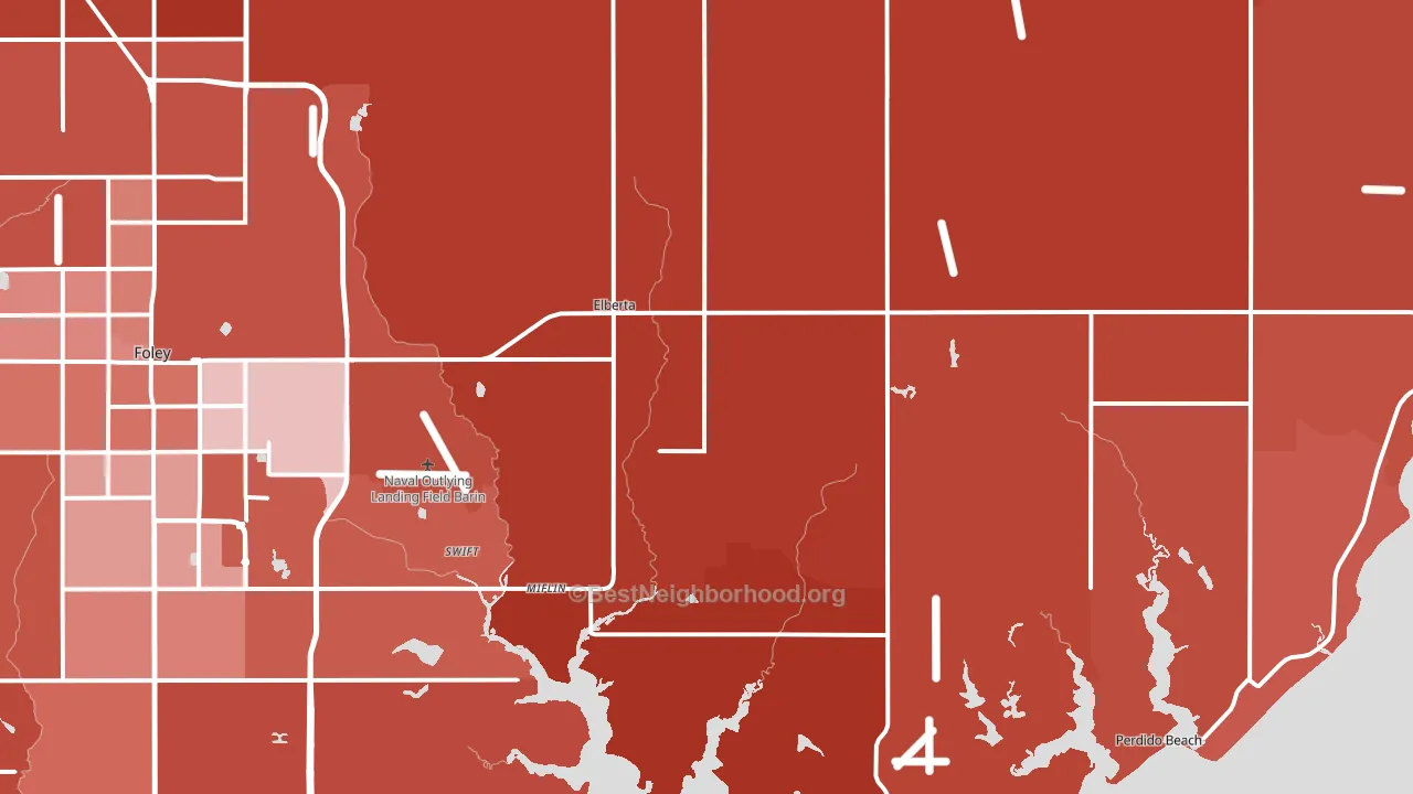 Elberta, AL block-group political-lean map